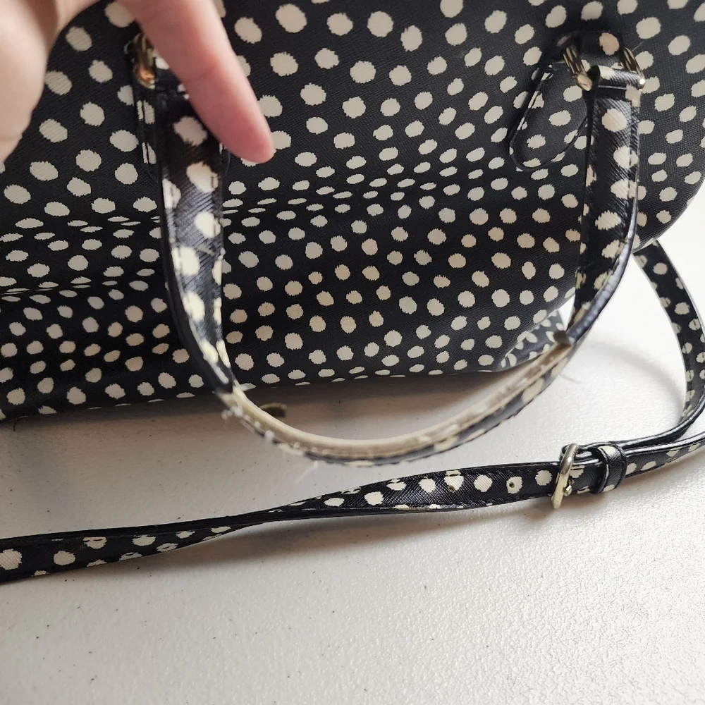 Kate Spade New York Black White Polka Dot Satchel Purse READ
